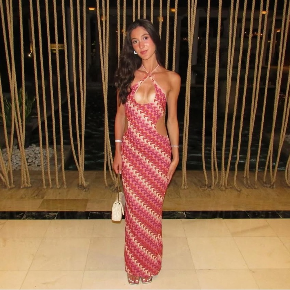 White Fox Boutique Pink and Red Backless Dress